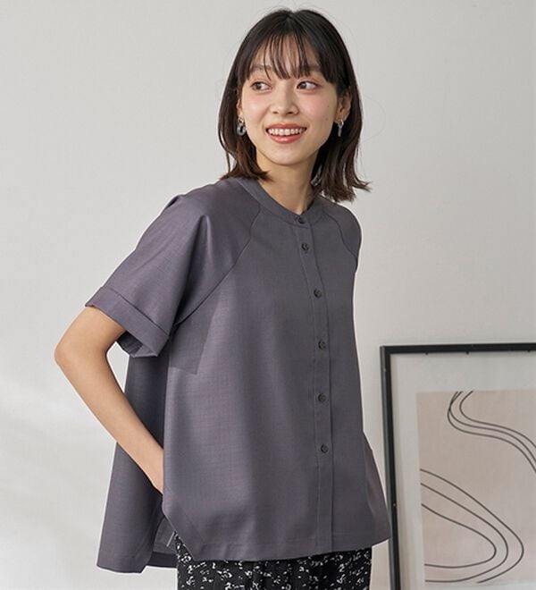 BELLUNA（ベルーナ）の「華奢見せ！麻調素材ラグラン切替ブラウス（ブラウス）」｜詳細画像