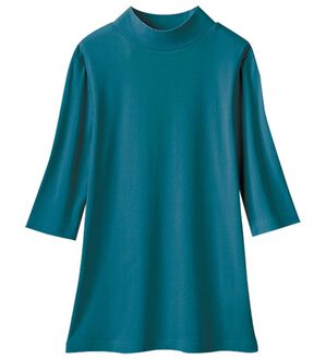LAVIENNE（ラヴィエンヌ）の「【UVカット】綿１００％ハイネックプルオーバー（５分袖）＜カラフルコットン＞（肌着・インナーウェア）」｜ターコイズブルー