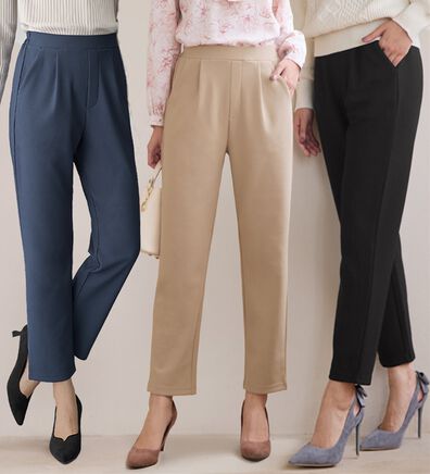 alotta（アロッタ）の「【美人百花掲載】あったか裏起毛カットジョーゼットスリムパンツ（フルレングスパンツ）」