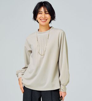 BELLUNA（ベルーナ）の「着脱楽々！袖ボタンデザインブラウス（ブラウス）」｜ライトグレー