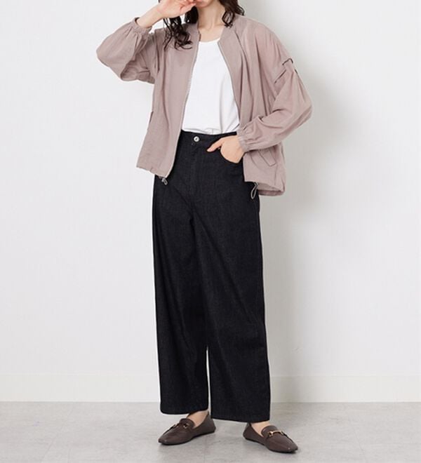 BELLUNA（ベルーナ）の「麻調素材リブ使いシアーブルゾンジャケット（ブルゾン）」｜詳細画像