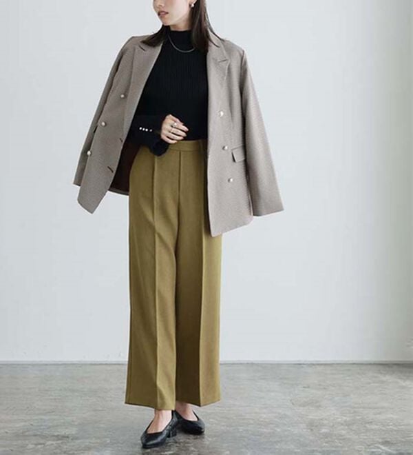 Pierrot（ピエロ）の「大人シルエットウールライクタックワイドパンツ（ワイドパンツ・ガウチョ）」｜詳細画像