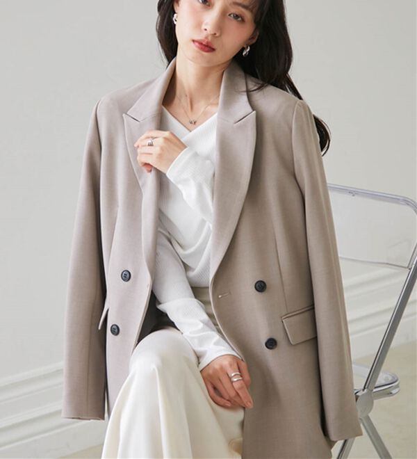 RANAN（ラナン）の「洗える！ウール調ピークドラペルジャケット（テーラードジャケット）」｜詳細画像