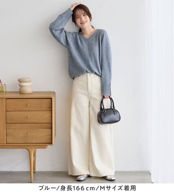 Viola e Viola（ヴィオラ エ ヴィオラ）の「リブ使いＶネックニット（ニット・セーター）」｜詳細画像