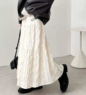 GeeRA（ジーラ）の「ワッシャーボリュームティアードスカート（ロングスカート）」｜詳細画像