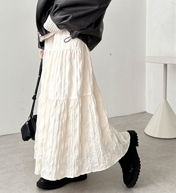 GeeRA（ジーラ）の「ワッシャーボリュームティアードスカート（ロングスカート）」｜詳細画像