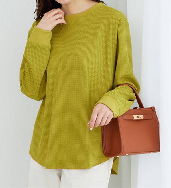 BELLUNA（ベルーナ）の「《快適Ｌａｂ．》 乾きやすい！ドライワッフルプルオーバー（カットソー）」｜詳細画像