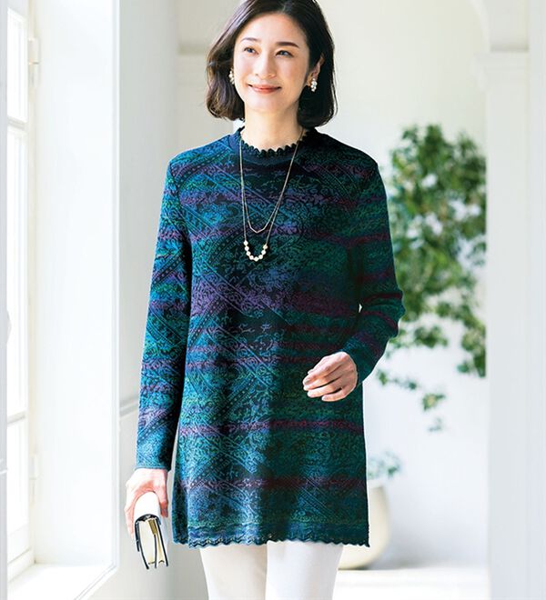 ルフラン（ルフラン）の「日本製かすりニットチュニック（チュニック）」｜詳細画像