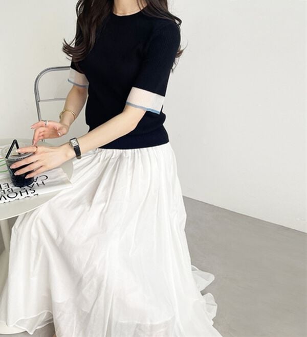 GeeRA（ジーラ）の「『ドラマ着用商品』 袖口シアーリブニット（ニット・セーター）」｜詳細画像