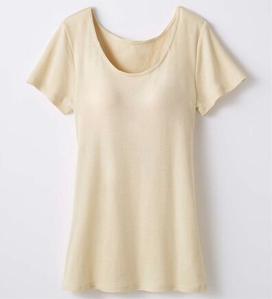 LAVIENNE（ラヴィエンヌ）の「綿１００％サラッと汗取りインナー　カップ付きインナー　半袖＜ラヴィクールナチュラル＞（ブラトップ・カップ付きインナー）」