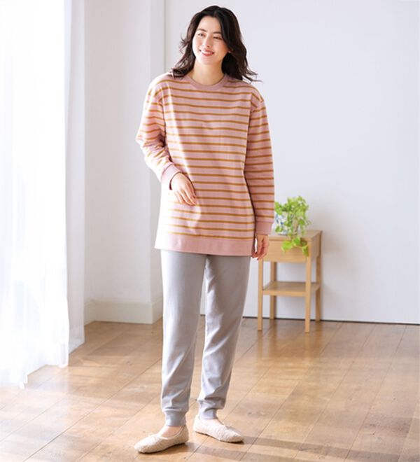 LAVIENNE（ラヴィエンヌ）の「綿混裏シャギーボーダーパジャマ（パジャマ・ルームウェア）」｜詳細画像