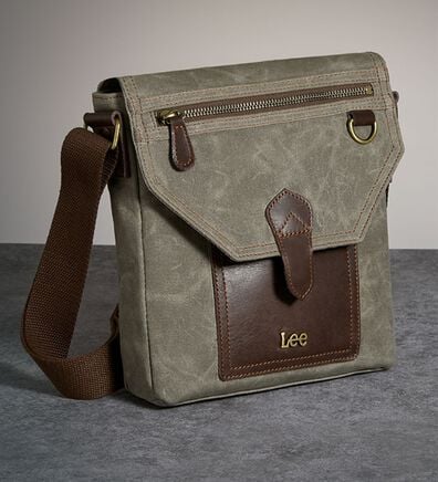 「＜Ｌｅｅ＞ヴィンテージ調帆布＆牛革スマートショルダー（メンズショルダーバッグ）」