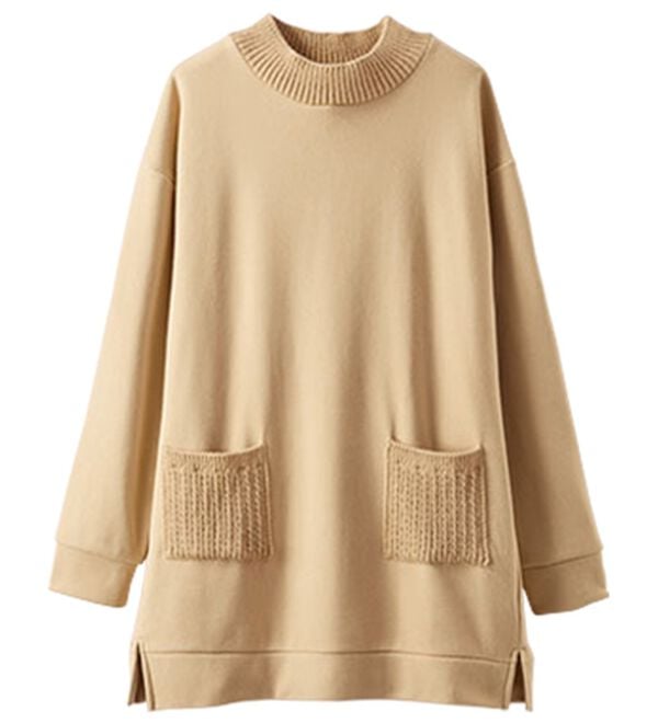 BELLUNA（ベルーナ）の「裏起毛素材ニット切替チュニック（チュニック）」｜詳細画像