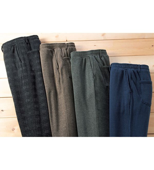 「ツイード風プレミアムジャージスラックス（メンズフルレングスパンツ）」｜詳細画像