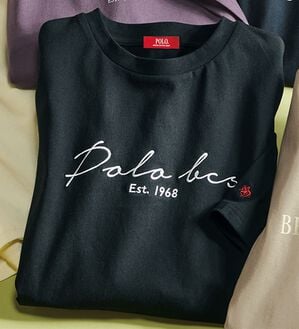 ルフラン（ルフラン）の「【ＰＯＬＯ　ＢＣＳ】刺しゅうプリント綿１００％Ｔシャツ（カットソー）」｜黒