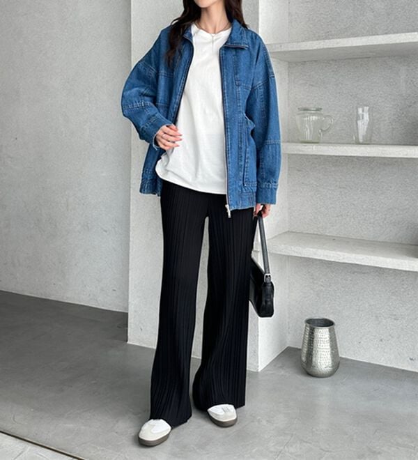 GeeRA（ジーラ）の「セルフカットセミワイドプリーツパンツ（フルレングスパンツ）」｜詳細画像