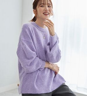 GeeRA（ジーラ）の「ゆるっと柔らか！袖ボリュームメランジニット（ニット・セーター）」｜パープル
