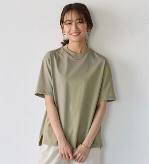 BELLUNA（ベルーナ）の「汗ジミ対策！＜エアリーアイスコットン＞オーバーサイズＴシャツ（Tシャツ）」｜ライトグリーン