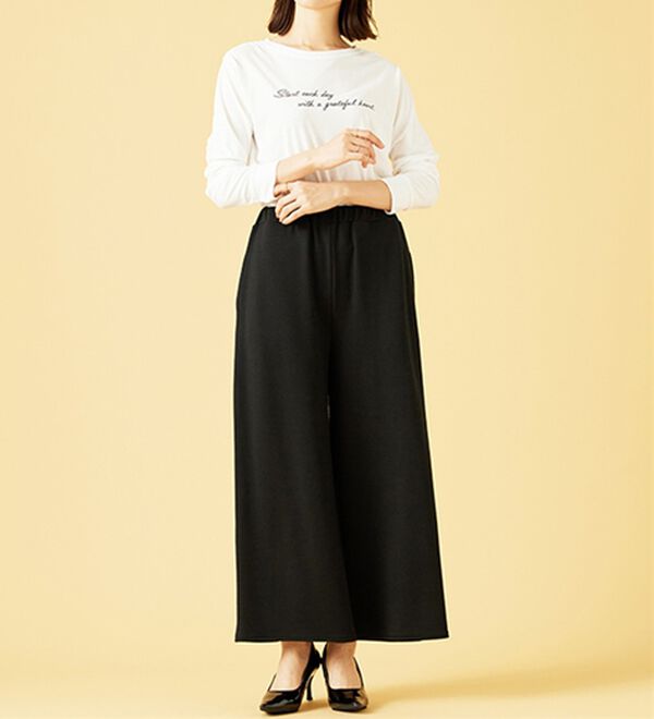 BELLUNA（ベルーナ）の「ウエスト楽々！キレイ見えワイドパンツ（ワイドパンツ・ガウチョ）」｜詳細画像