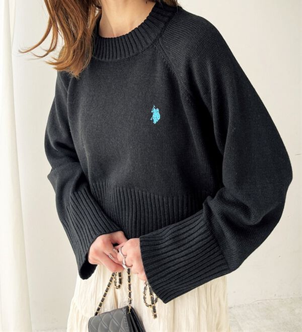 GeeRA（ジーラ）の「【ＵＳ．ＰＯＬＯ　ＡＳＳＮ】ショート丈ニット（ニット・セーター）」｜詳細画像