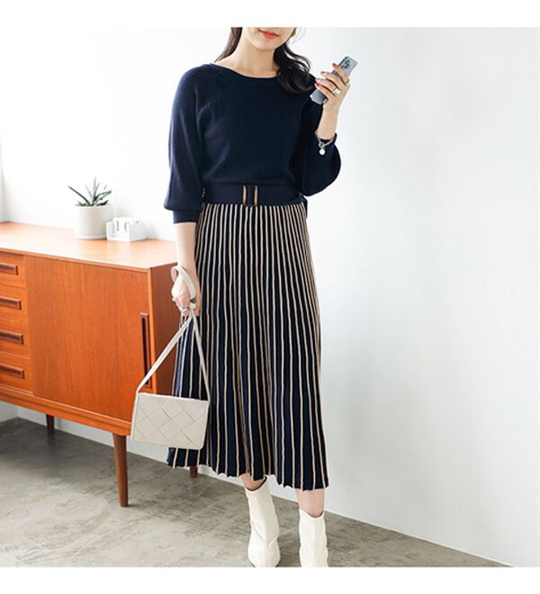 GeeRA（ジーラ）の「前後２ＷＡＹプリーツニットワンピース（ニットワンピース）」｜詳細画像