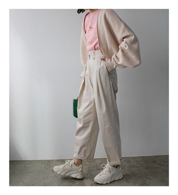 GeeRA（ジーラ）の「ハイウエストタックデザインチノパンツ（フルレングスパンツ）」｜詳細画像