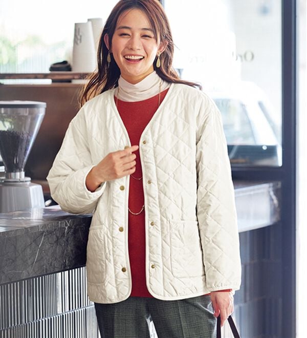 BELLUNA（ベルーナ）の「パイピング使い裏ボアキルトコート（ハーフコート）」｜詳細画像