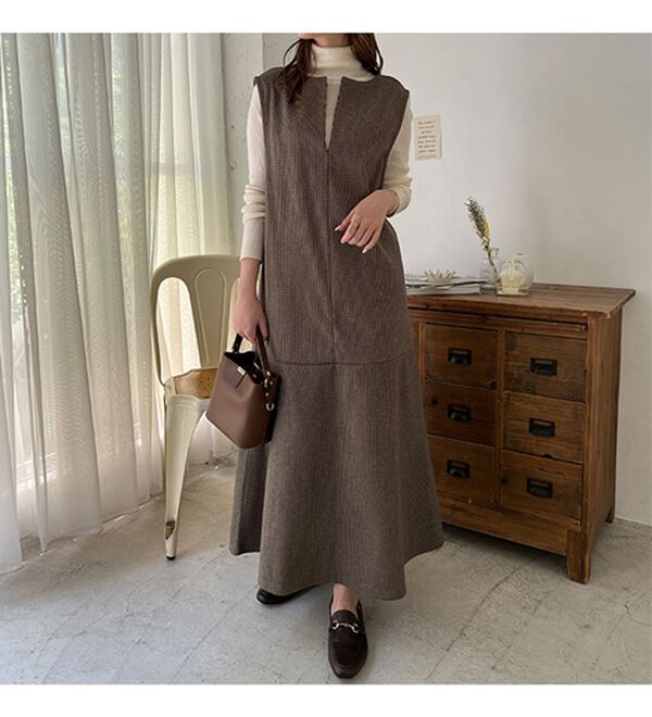 GeeRA（ジーラ）の「前後２ＷＡＹウールライクチェックジャンパースカート（ジャンパースカート）」｜詳細画像