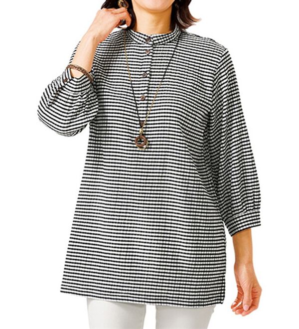 ルフラン（ルフラン）の「さらりと着れる！楊柳素材プルオーバー（カットソー）」｜黒系