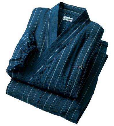 「＜クロコダイル＞品格漂う綿１００％絣調しじら作務衣（メンズ和装・浴衣・和装グッズ）」