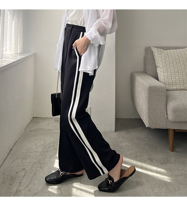 GeeRA（ジーラ）の「サイドラインハイウエストパンツ（フルレングスパンツ）」｜詳細画像