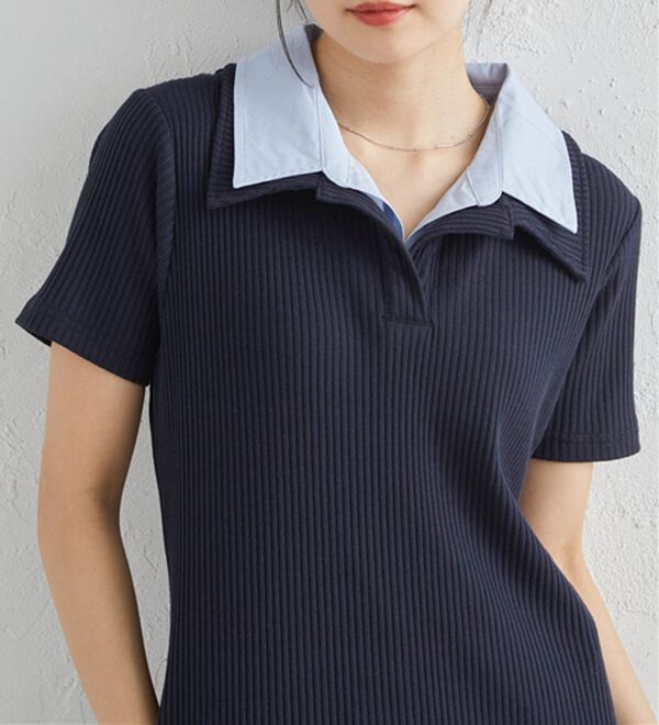 RANAN（ラナン）の「ダブルカラーリブワンピース（カットソーワンピース）」｜詳細画像