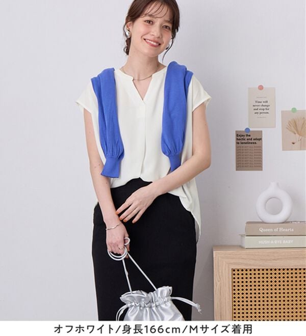 Viola e Viola（ヴィオラ エ ヴィオラ）の「さらさらＥＡＳＹスキッパーフレンチスリーブブラウス（ブラウス）」｜詳細画像