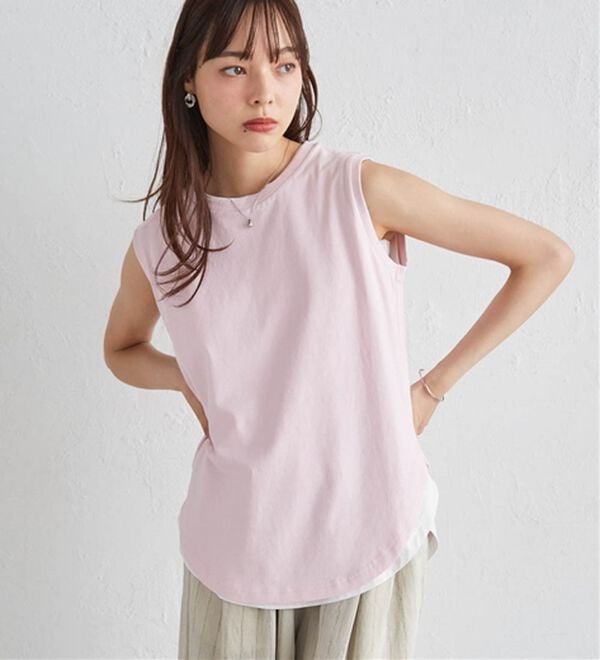 RANAN（ラナン）の「ひんやり！＜BC＞綿100％タンクトップ【選べる着丈】（カットソー）」｜詳細画像