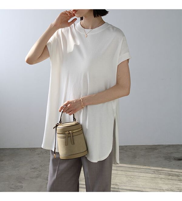 GeeRA（ジーラ）の「綿１００％フレンチスリーブチュニックＴシャツ（カットソー）」｜詳細画像