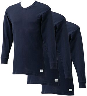 「【３枚組】＜クロコダイル＞極温（Ｒ）厚地×裏起毛綿１００％インナー（メンズ肌着・インナーウェア）」｜インディゴ3枚組 長袖丸首