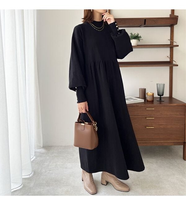 GeeRA（ジーラ）の「フィット＆フレアーニットワンピース（ニットワンピース）」｜詳細画像