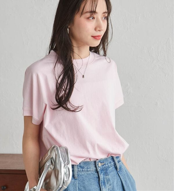 RANAN（ラナン）の「【選べる袖丈】ひんやり！＜BC＞綿100％プチハイネックＴシャツ（カットソー）」｜詳細画像