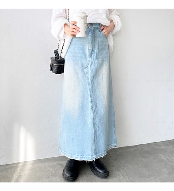 GeeRA（ジーラ）の「バックスリットデニムロングスカート（ロングスカート）」｜詳細画像