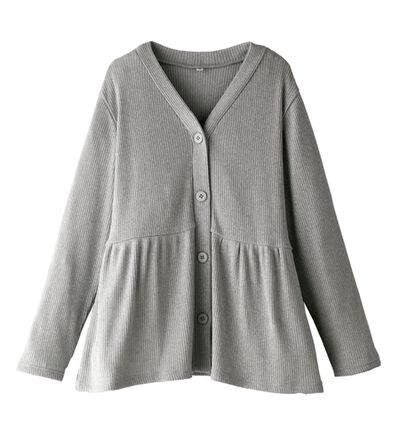 BELLUNA（ベルーナ）の「ラメ調リブ素材ペプラムカーディガン（ニットカーディガン）」