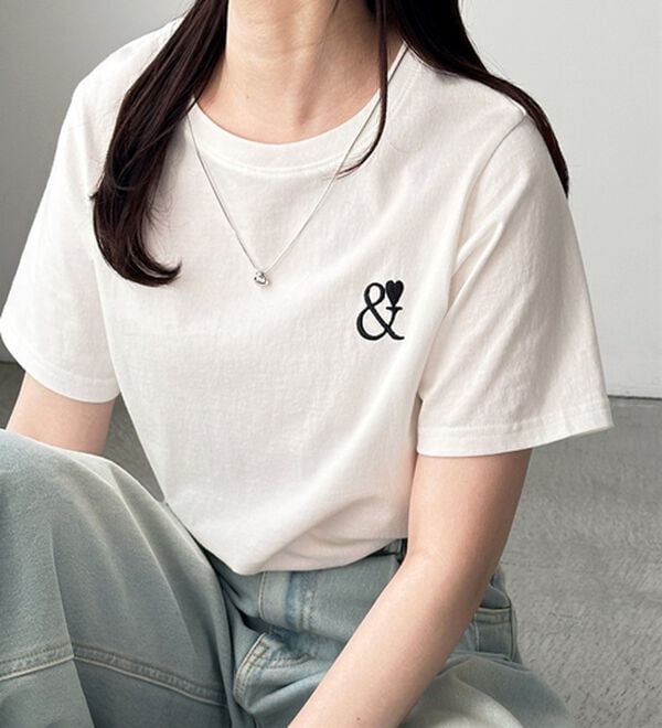 GeeRA（ジーラ）の「アンドハート刺しゅうＴシャツ（Tシャツ）」｜詳細画像