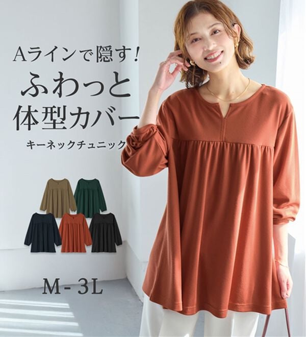 Viola e Viola（ヴィオラ エ ヴィオラ）の「なめらかポンチ　キーネックチュニック（チュニック）」｜詳細画像