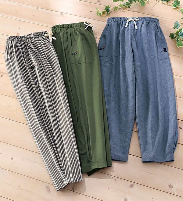 LAVIENNE（ラヴィエンヌ）の「【３色組】こっそりネコのゆったりパンツ（フルレングスパンツ）」｜詳細画像