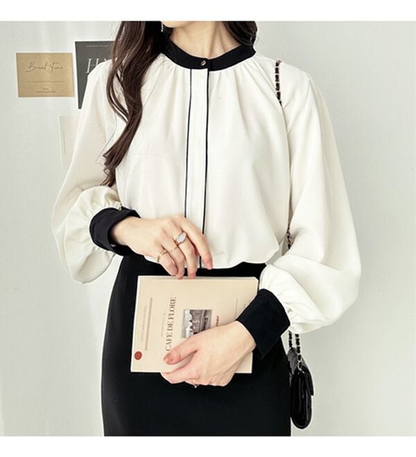 GeeRA（ジーラ）の「前後２ＷＡＹバイカラーブラウス（ブラウス）」｜詳細画像