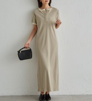 RANAN（ラナン）の「レイヤードヘンリーネックリブワンピース（カットソーワンピース）」｜ベージュ系