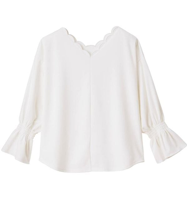 RANAN（ラナン）の「ひんやり！キャンディースリーブスカラップブラウス（カットソー）」｜詳細画像