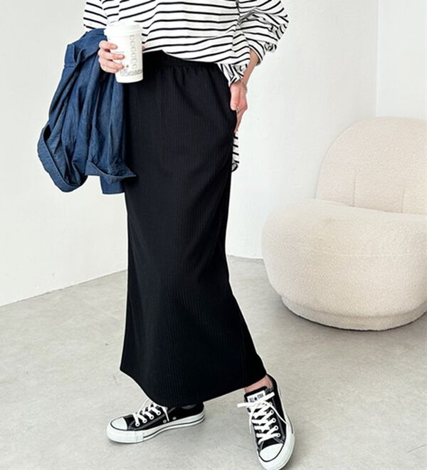 GeeRA（ジーラ）の「ふわふわあったか！裏起毛リブスカート（ロングスカート）」｜詳細画像