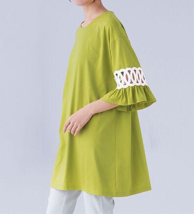 RANAN（ラナン）の「袖レース切替チュニックワンピース（チュニックワンピース）」