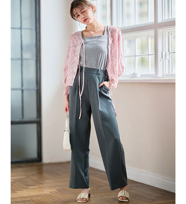 RANAN（ラナン）の「【選べる２丈】機能付！美脚シルエットセンタープレスワイドパンツ（フルレングスパンツ）」｜詳細画像