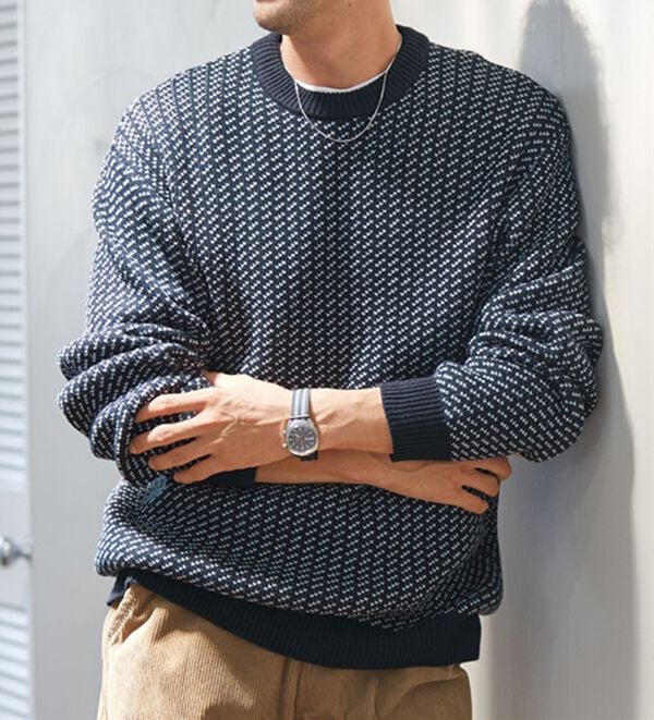 「ウールブレンドバーズアイセーター（メンズニット・セーター）」｜詳細画像